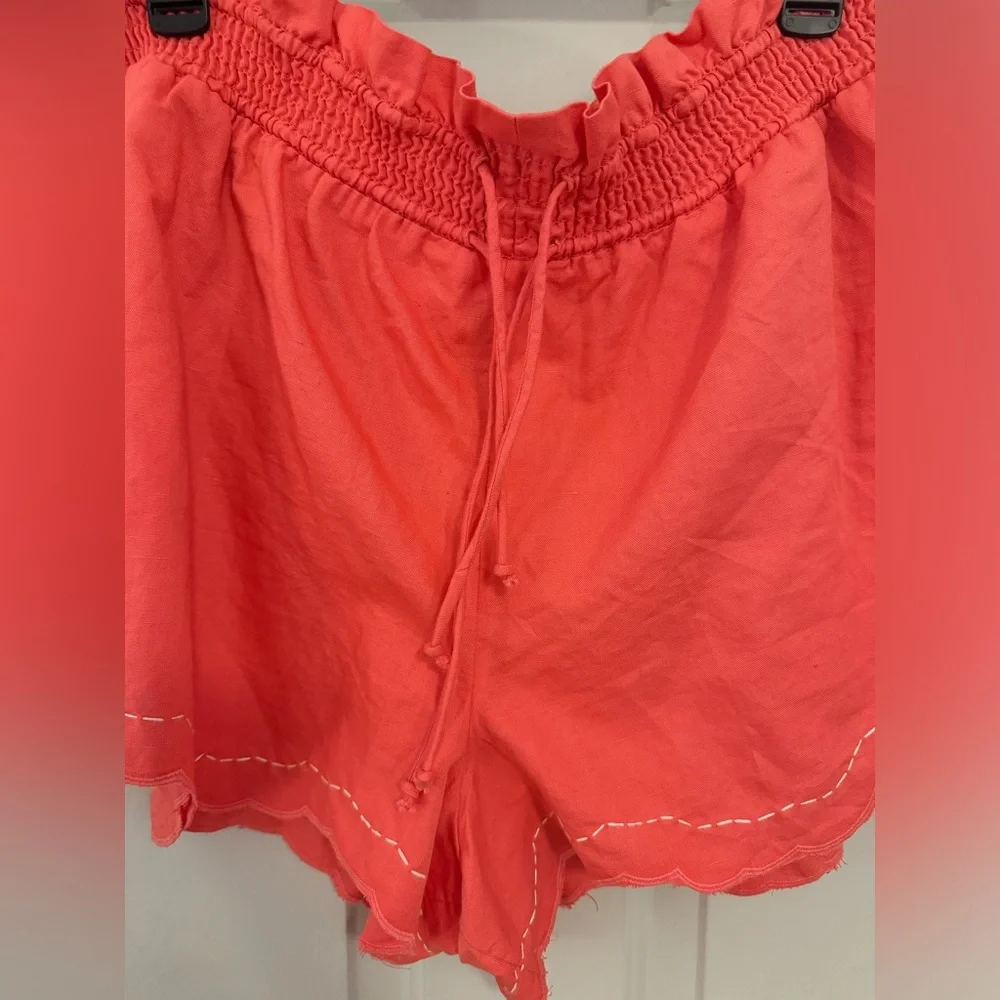 NWOT By Anthropologie Coral Linen Double Waistband Shorts size M - Picture 12 of 12
